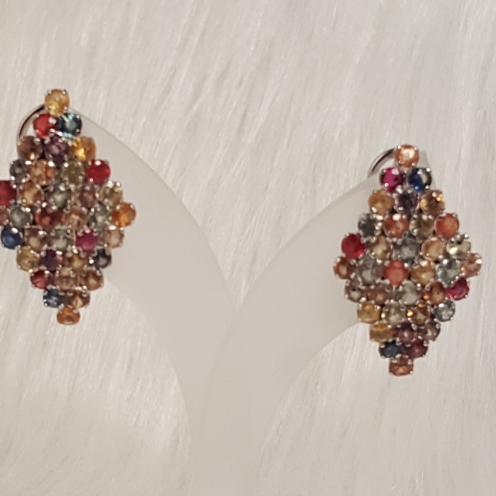 Sapphire Platinum/Sterling silver Earrings